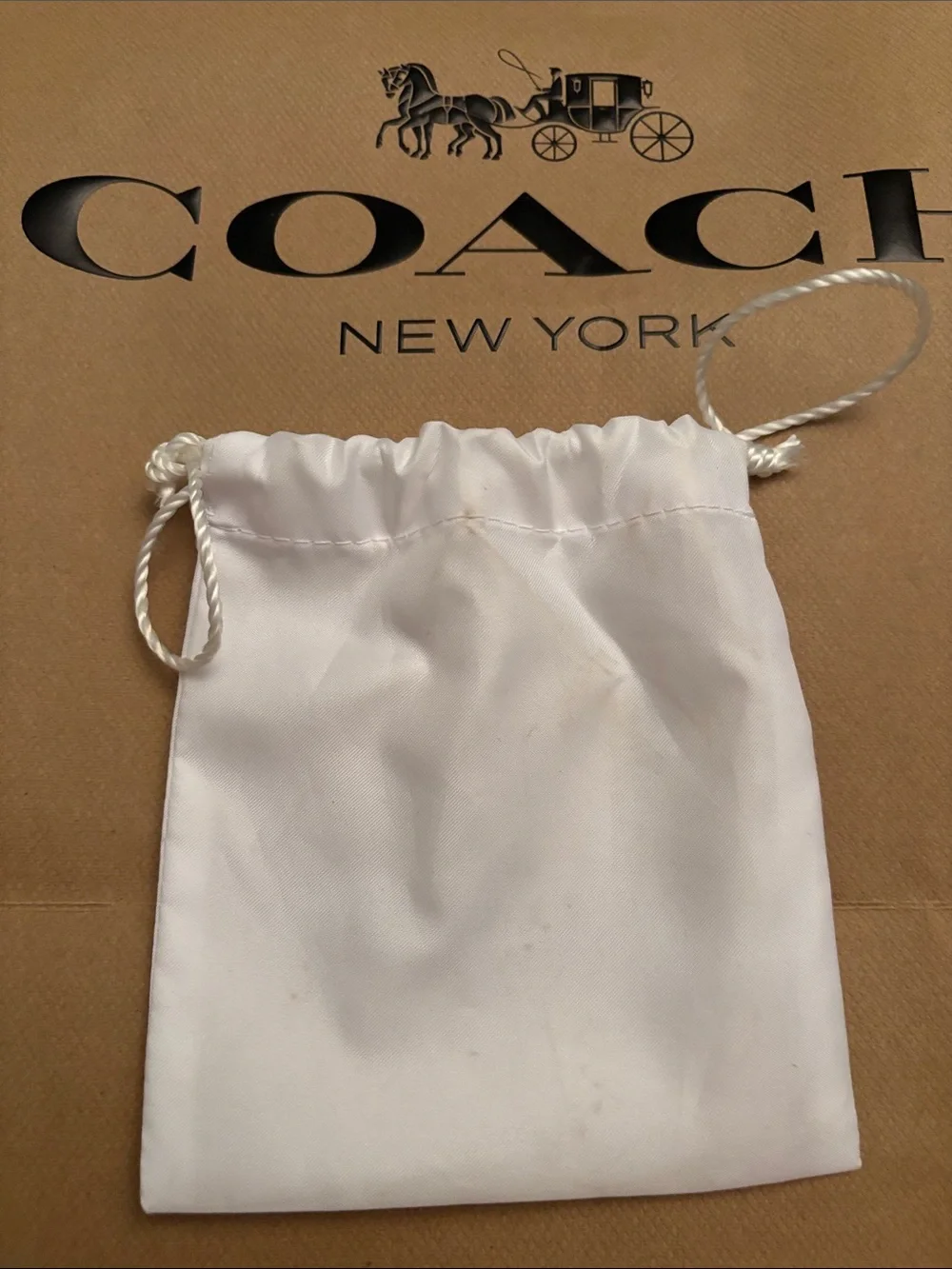 Coach White Drawstring Pouch Set with Black Logo